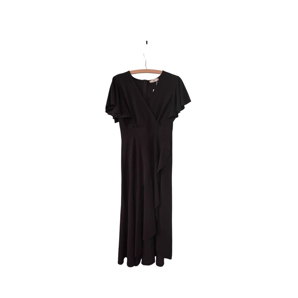 NEW Women’s Medium Split Elegant V Neck Wrap Ruffle Wedding Guest Dress